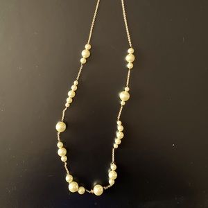 J.Crew faux pearl beaded gold tone chain necklace